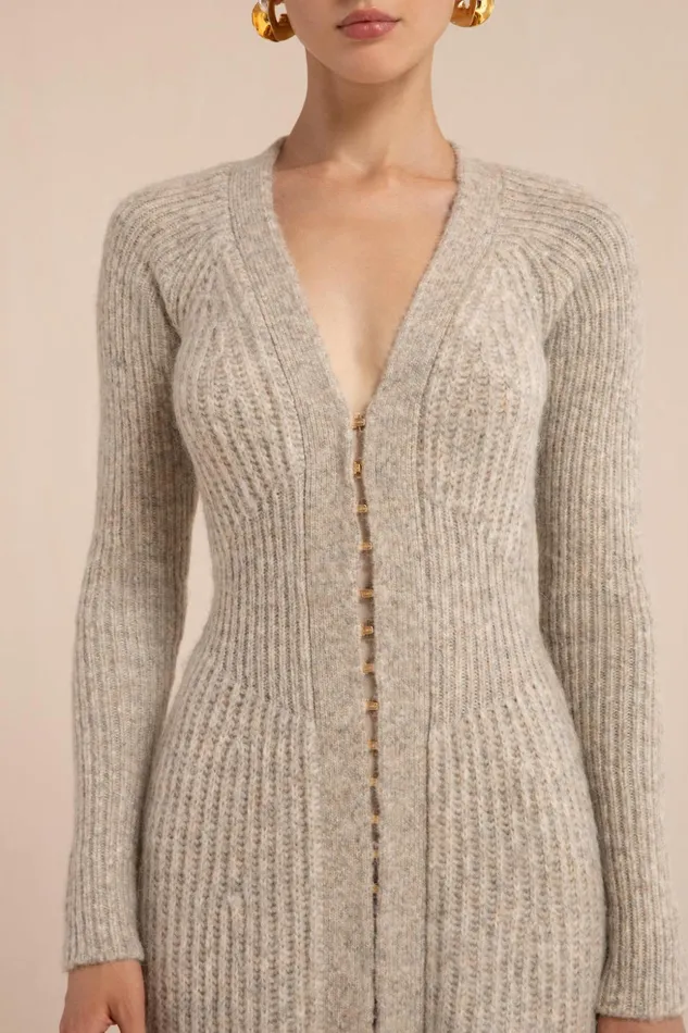 Cult Gaia Bessiana Knit Dress Fog Women Dresses
