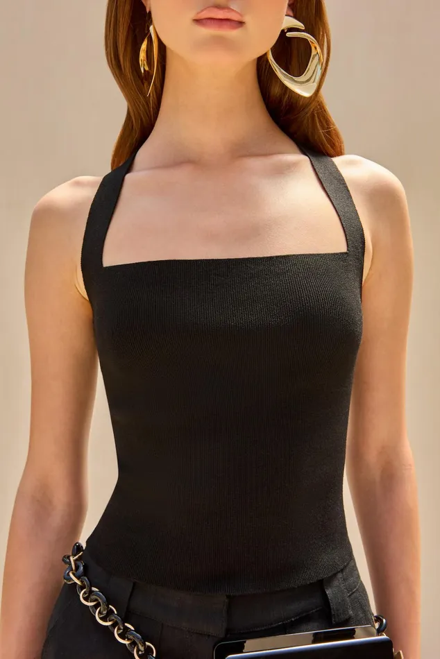 Cult Gaia Crawford Knit Top Black Women Knits
