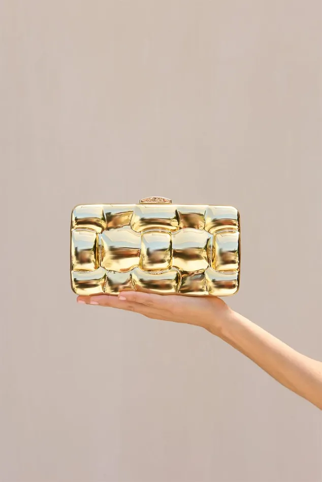 Cult Gaia Darcy Clutch Shiny Gold Women Clutches
