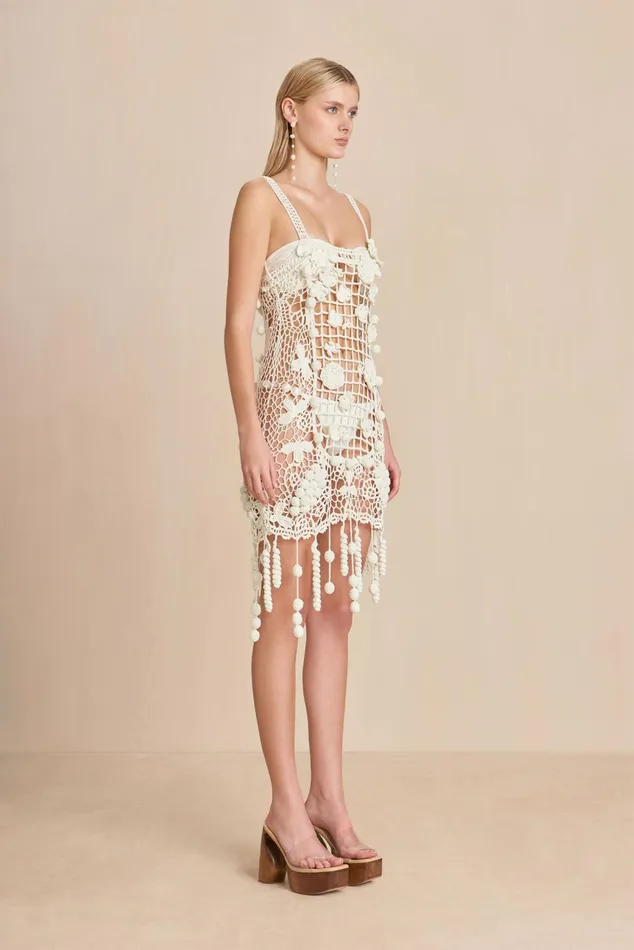 Cult Gaia Elaina Crochet Dress Off White Women Cover Ups