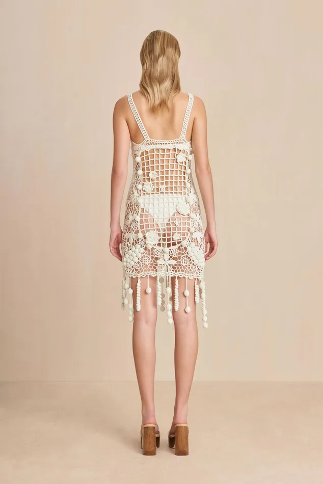 Cult Gaia Elaina Crochet Dress Off White Women Cover Ups