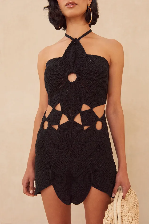 Cult Gaia Floreana Knit Dress Black Women Dresses Cult Gaia Floreana Knit Dress Black Women Dresses