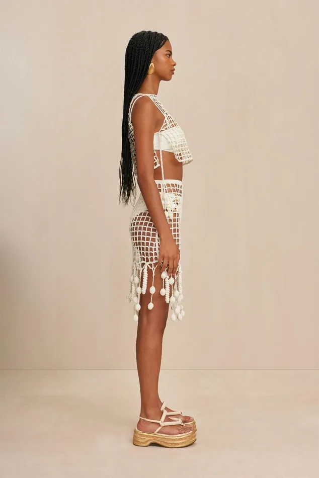 Cult Gaia Mochni Crochet Coverup Off White Women Cover Ups