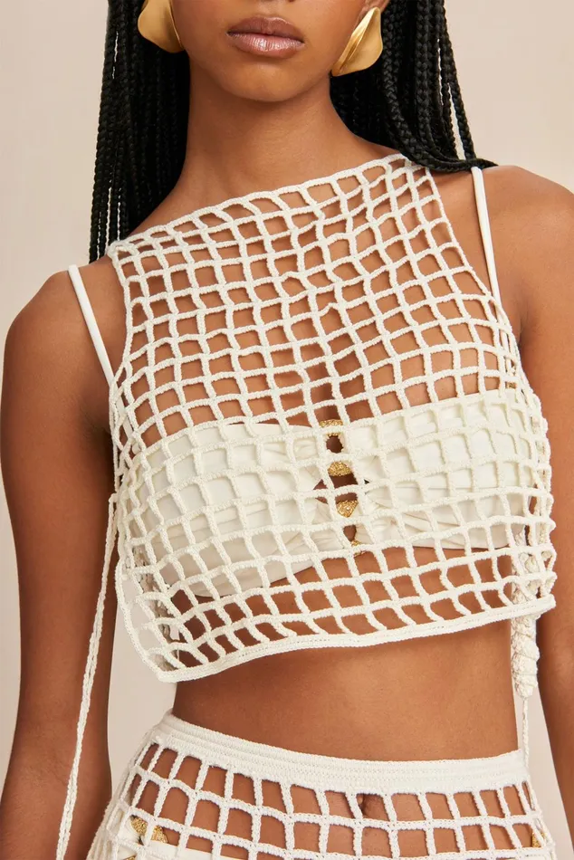 Cult Gaia Mochni Crochet Coverup Off White Women Cover Ups