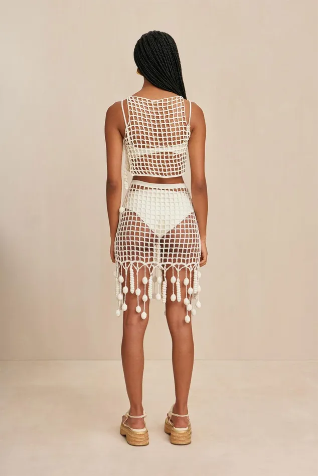 Cult Gaia Mochni Crochet Coverup Off White Women Cover Ups