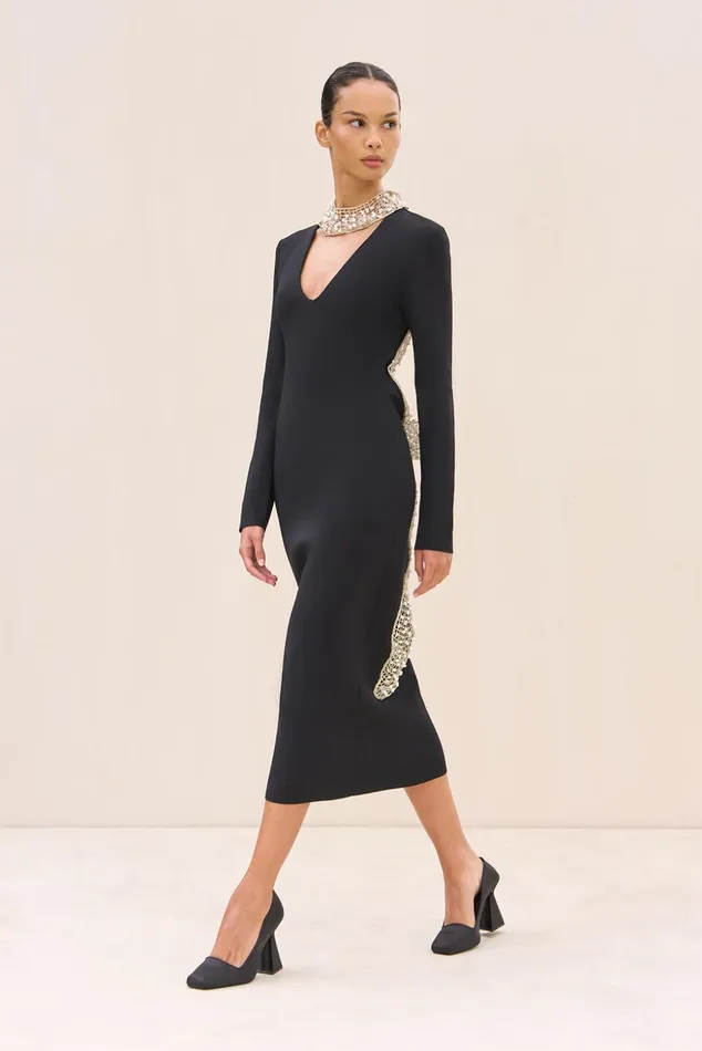 Cult Gaia Shyla Knit Dress Black Women Dresses