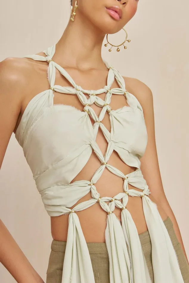 Cult Gaia Taija Top Honeydew Women Tops