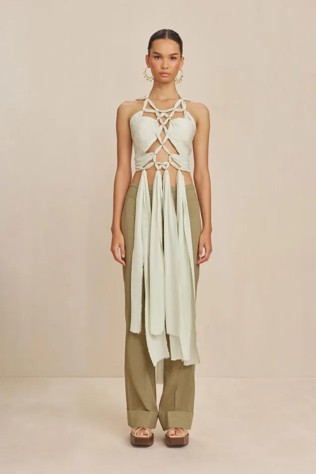 Cult Gaia Taija Top Honeydew Women Tops