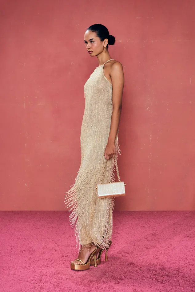 Cult Gaia Zion Knit Gown Light Gold Women Dresses Cult Gaia Zion Knit Gown Light Gold Women Dresses