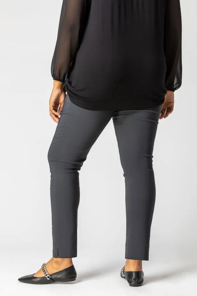 Dark Grey Curve Full Length Stretch Trousers Women Roman Trousers