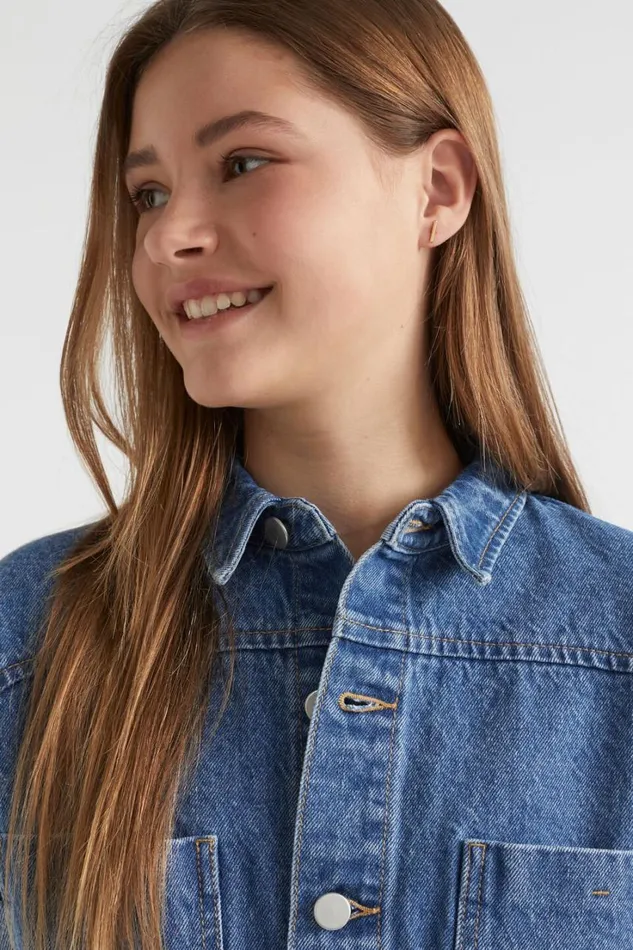 Denim and Jeans Teen Girl Seed Heritage Denim Button Jumpsuit Classic Blue