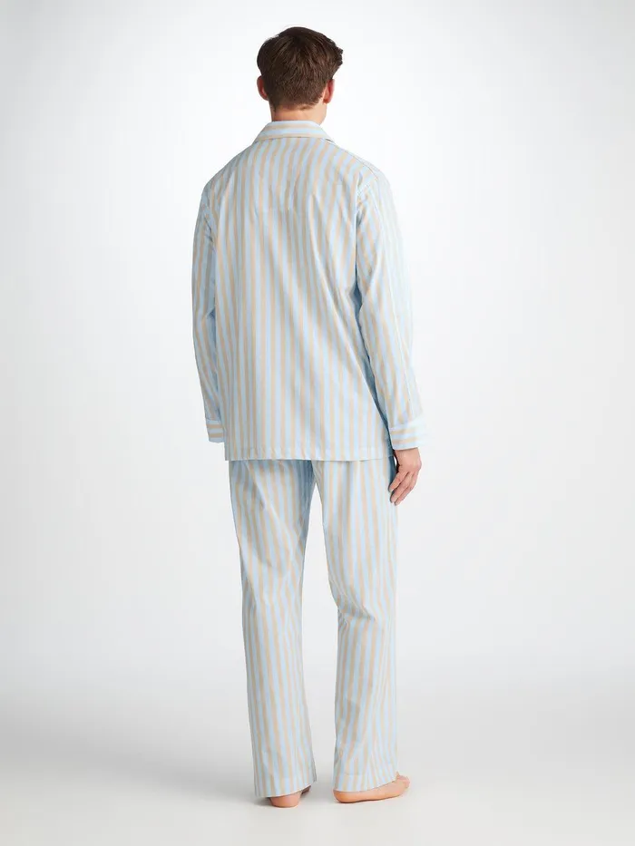 Derek Rose Classic Fit Pajamas Amalfi 20 Cotton Batiste Blue Men Classic Fit Pajamas