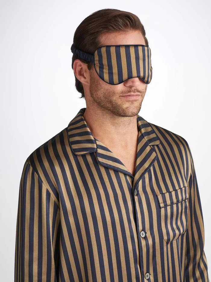 Derek Rose Eye Mask Brindisi 107 Silk Satin Navy MenWomen Eye Masks