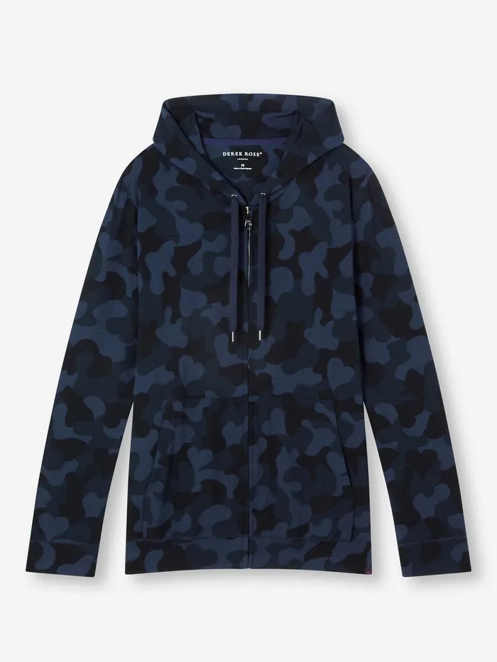 Derek Rose Hoodie London 11 Micro Modal Navy Men Hooded Tops