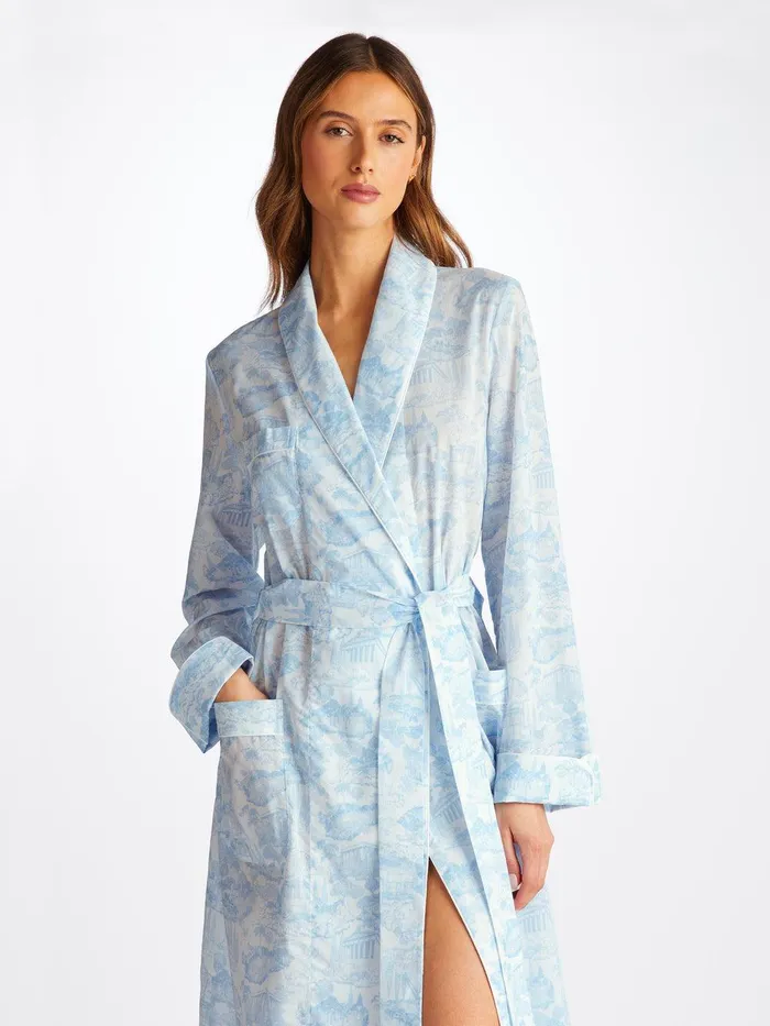Derek Rose Long Robe Ledbury 77 Cotton Batiste White Women Cotton Pajamas
