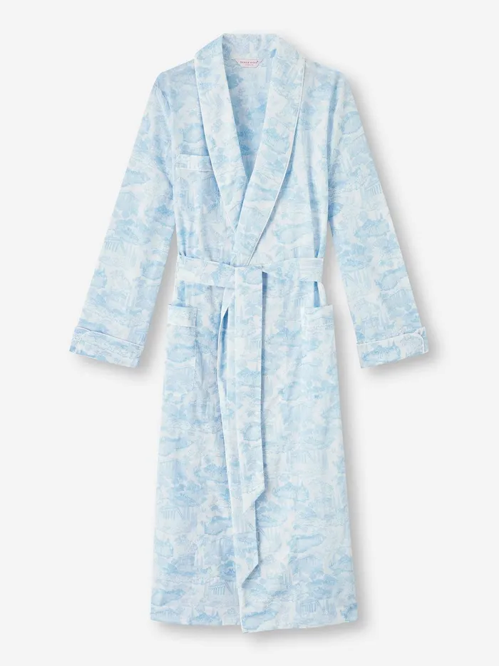 Derek Rose Long Robe Ledbury 77 Cotton Batiste White Women Cotton Pajamas