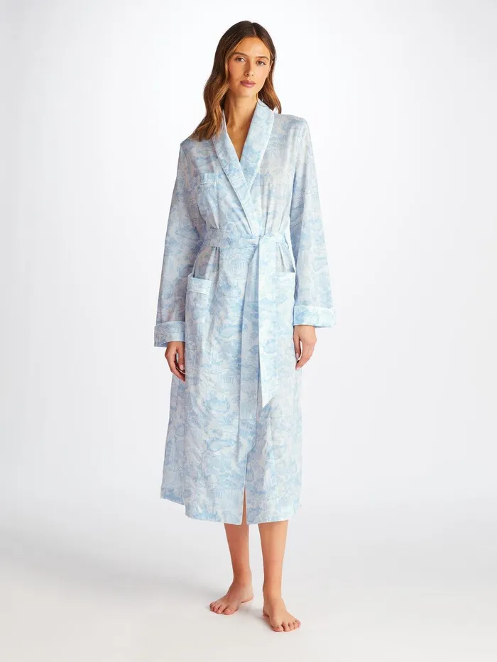 Derek Rose Long Robe Ledbury 77 Cotton Batiste White Women Cotton Pajamas