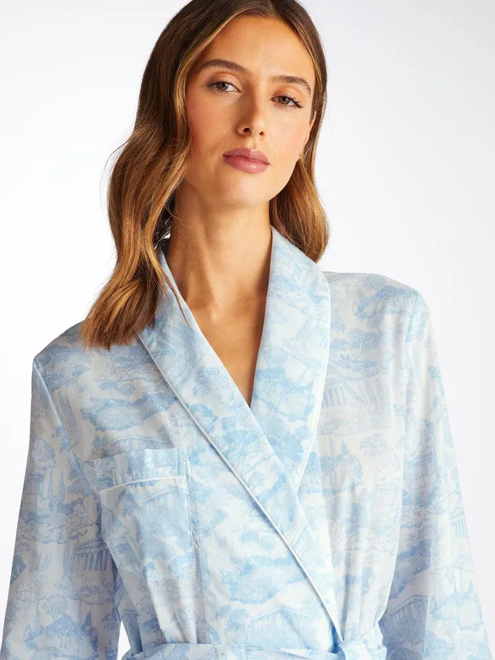 Derek Rose Long Robe Ledbury 77 Cotton Batiste White Women Cotton Pajamas