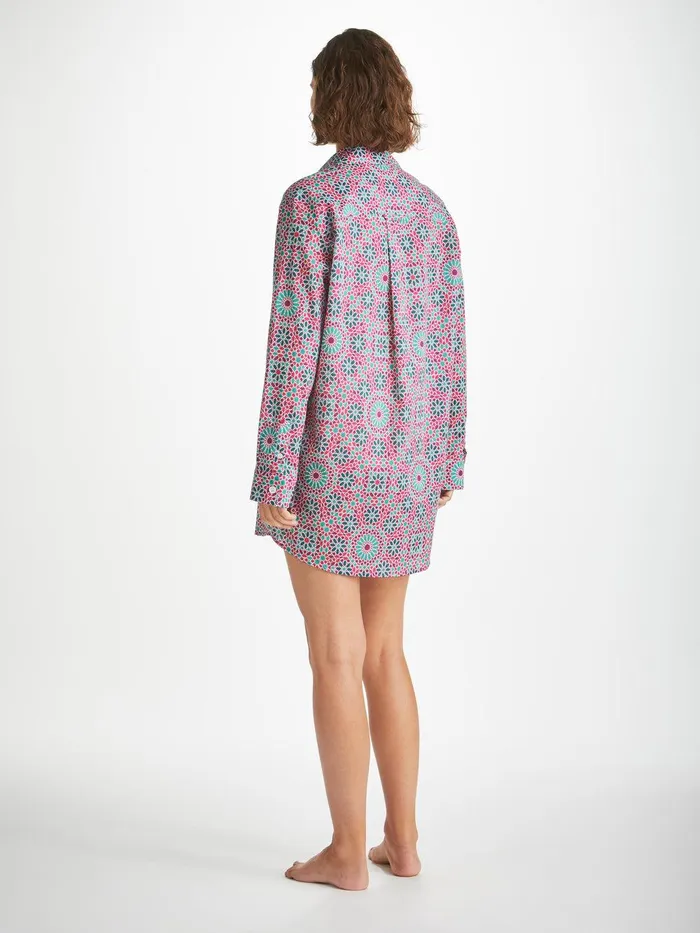 Derek Rose Nightshirt Ledbury 69 Cotton Batiste Pink Women Cotton Pajamas