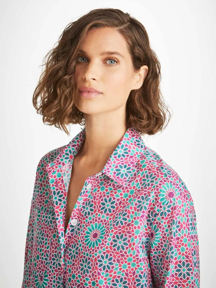 Derek Rose Nightshirt Ledbury 69 Cotton Batiste Pink Women Cotton Pajamas