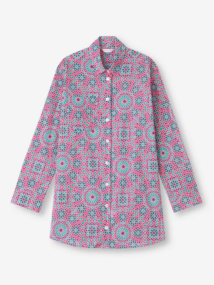 Derek Rose Nightshirt Ledbury 69 Cotton Batiste Pink Women Cotton Pajamas