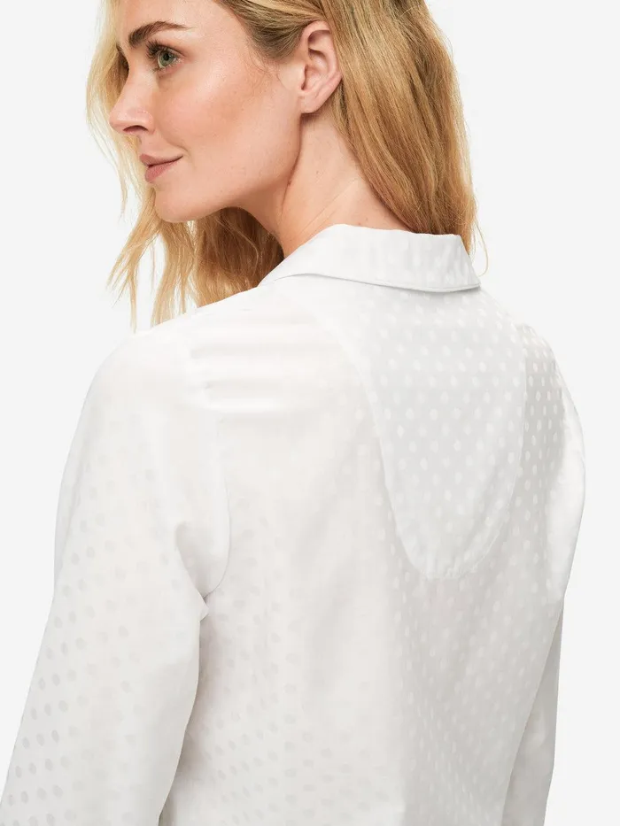 Derek Rose Pajamas Kate 7 Cotton Jacquard White Women Long Pajamas