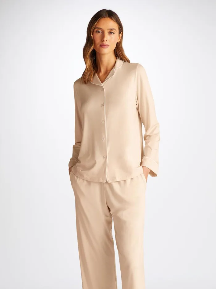 Derek Rose Pajamas Lara Micro Modal Stretch Cream Women Jersey Pajamas