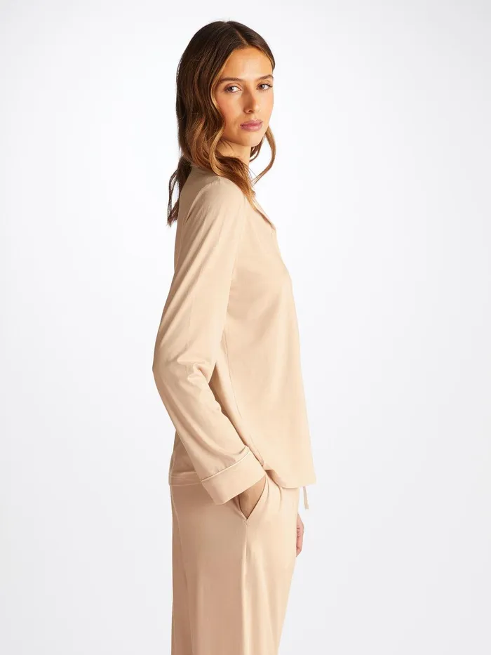 Derek Rose Pajamas Lara Micro Modal Stretch Cream Women Jersey Pajamas