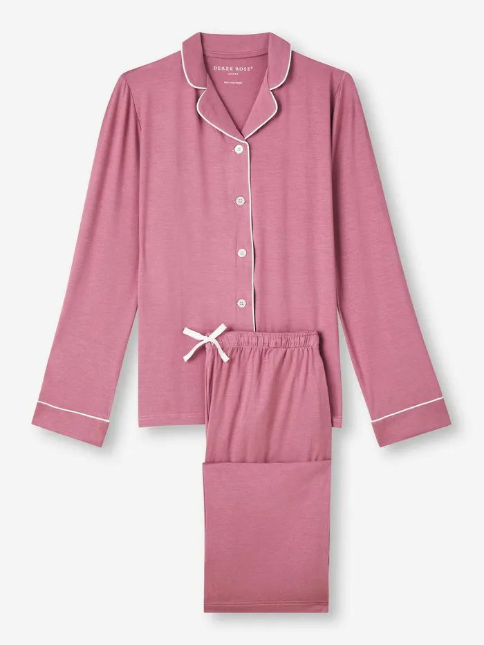 Derek Rose Pajamas Lara Micro Modal Stretch Orchid Purple Women Jersey Pajamas