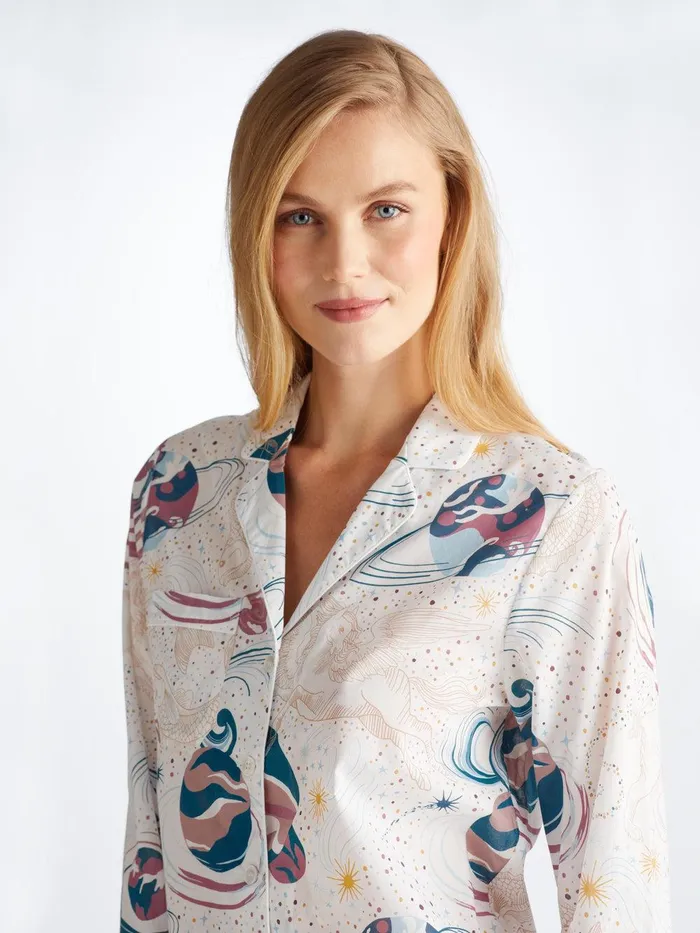 Derek Rose Pajamas Ledbury 76 Cotton Batiste White Women Cotton Pajamas
