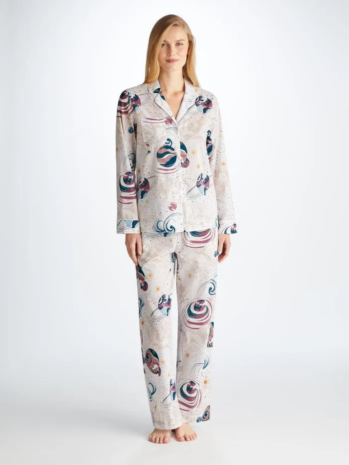 Derek Rose Pajamas Ledbury 76 Cotton Batiste White Women Cotton Pajamas