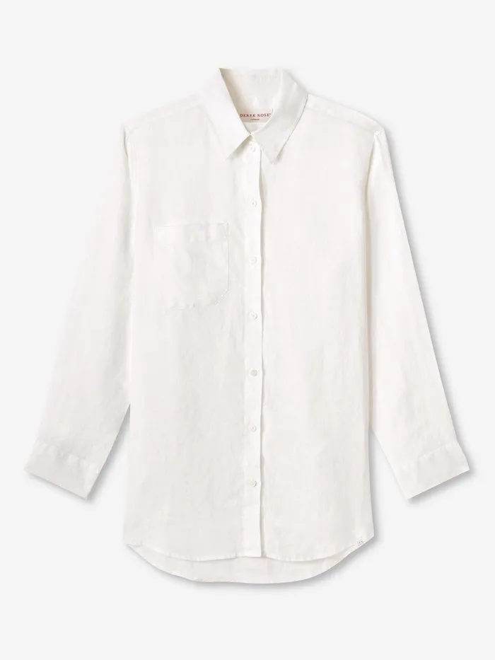 Derek Rose Shirt Sicily Linen White Women Casual Shirts