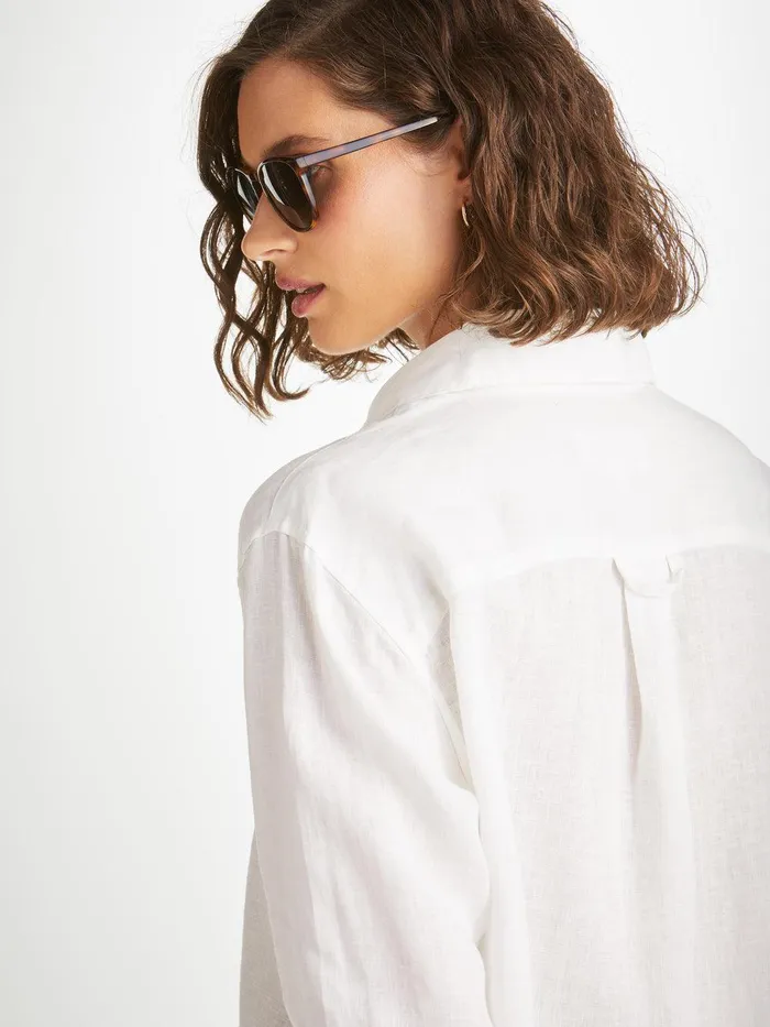 Derek Rose Shirt Sicily Linen White Women Casual Shirts