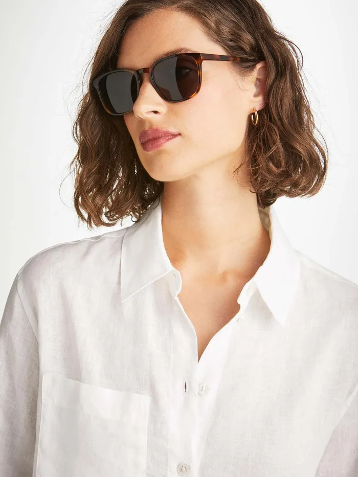 Derek Rose Shirt Sicily Linen White Women Casual Shirts