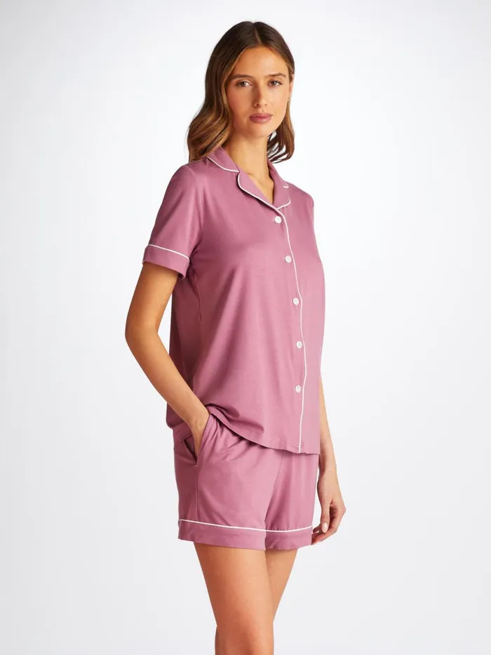 Derek Rose Short Pajamas Lara Micro Modal Stretch Orchid Purple Women Short Pajamas