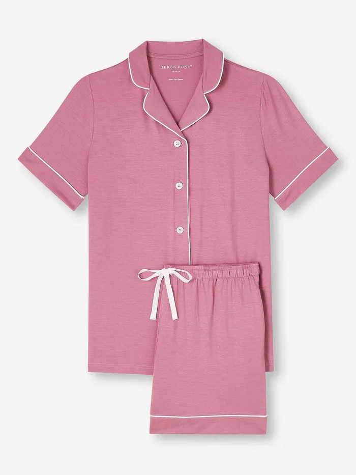 Derek Rose Short Pajamas Lara Micro Modal Stretch Orchid Purple Women Short Pajamas