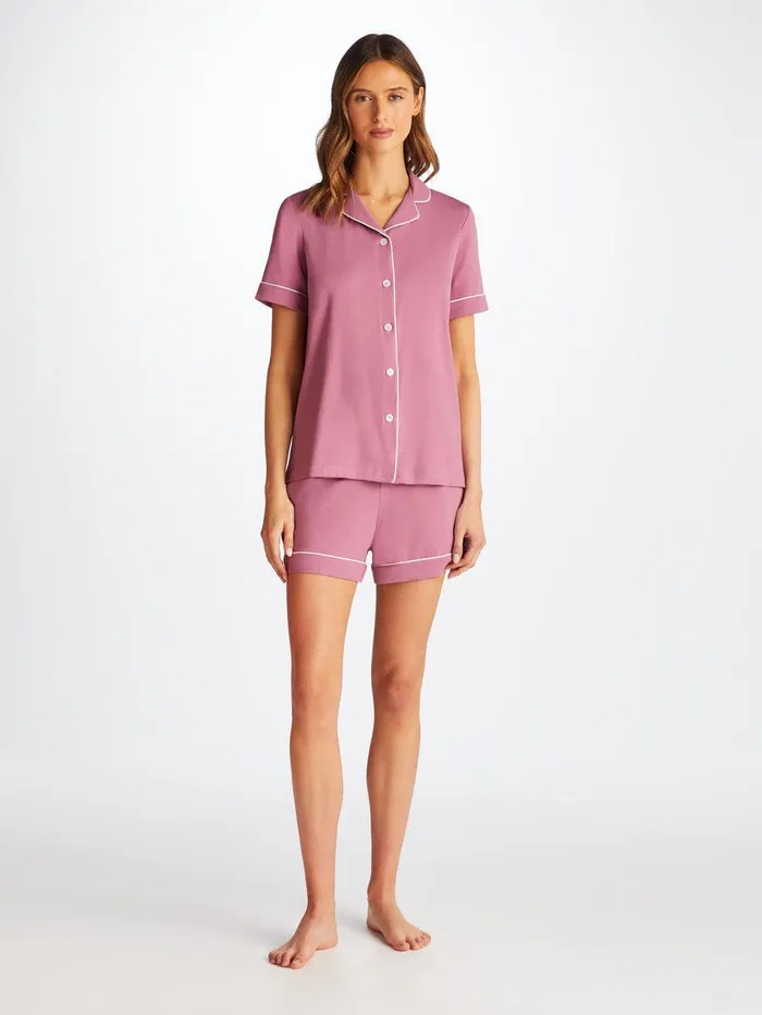 Derek Rose Short Pajamas Lara Micro Modal Stretch Orchid Purple Women Short Pajamas