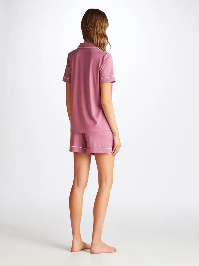 Derek Rose Short Pajamas Lara Micro Modal Stretch Orchid Purple Women Short Pajamas