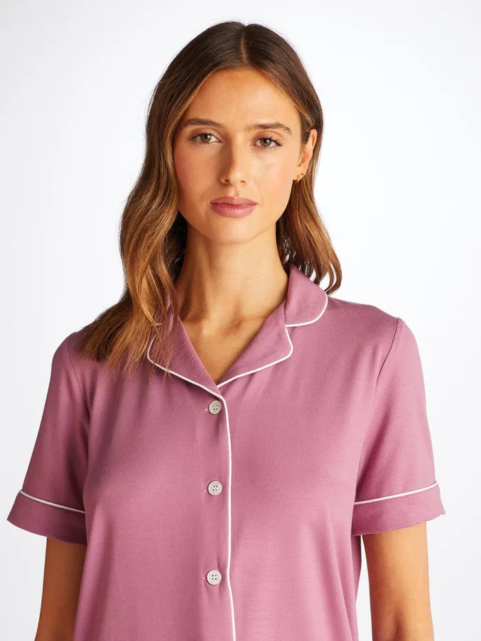 Derek Rose Short Pajamas Lara Micro Modal Stretch Orchid Purple Women Short Pajamas
