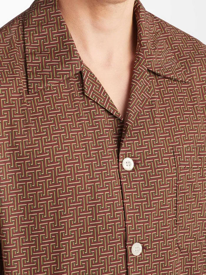 Derek Rose Short Pajamas Ledbury 72 Cotton Batiste Burgundy Men Cotton Pajamas