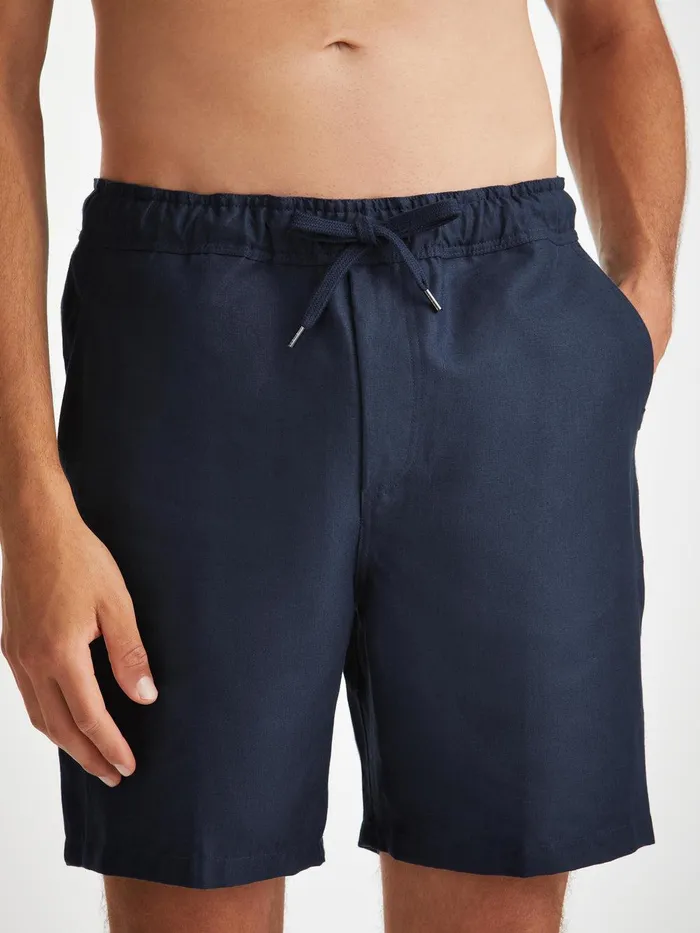 Derek Rose Shorts Sydney 2 Linen Navy Men Casual Shorts