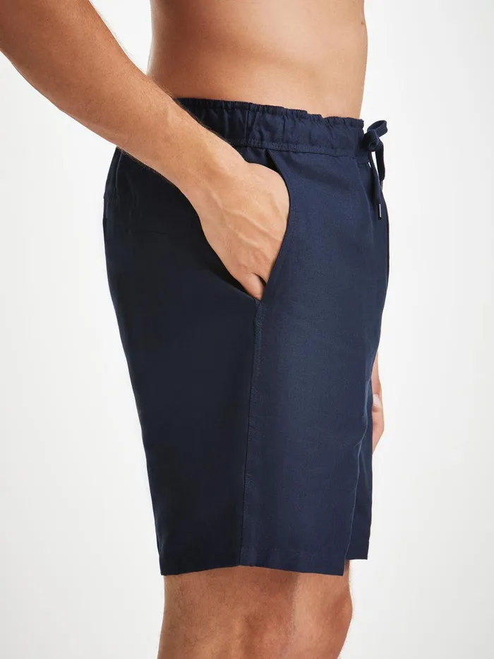Derek Rose Shorts Sydney 2 Linen Navy Men Casual Shorts