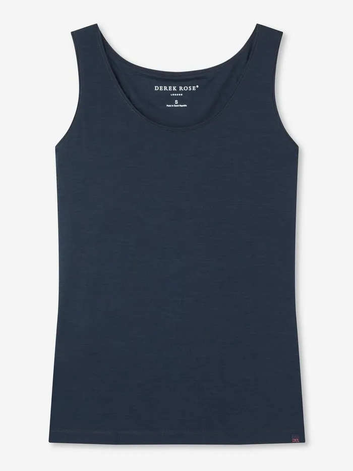 Derek Rose Support Vest Lara Micro Modal Stretch Navy Women Tank Tops