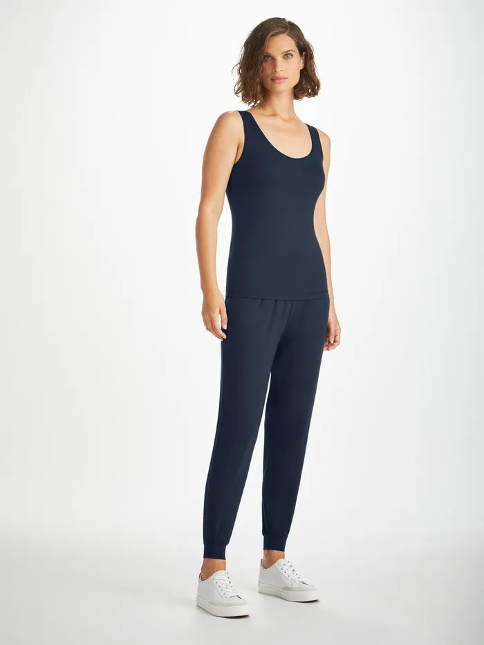 Derek Rose Support Vest Lara Micro Modal Stretch Navy Women Tank Tops