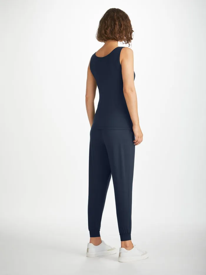Derek Rose Support Vest Lara Micro Modal Stretch Navy Women Tank Tops