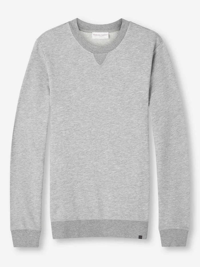 Derek Rose Sweatshirt Quinn Cotton Modal Silver Men Sweatshirts