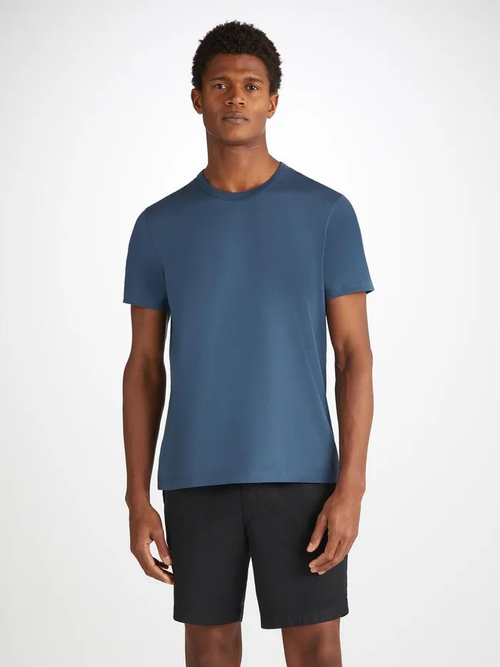 Derek Rose TShirt Barny Pima Cotton Denim Men Short Sleeve TShirts