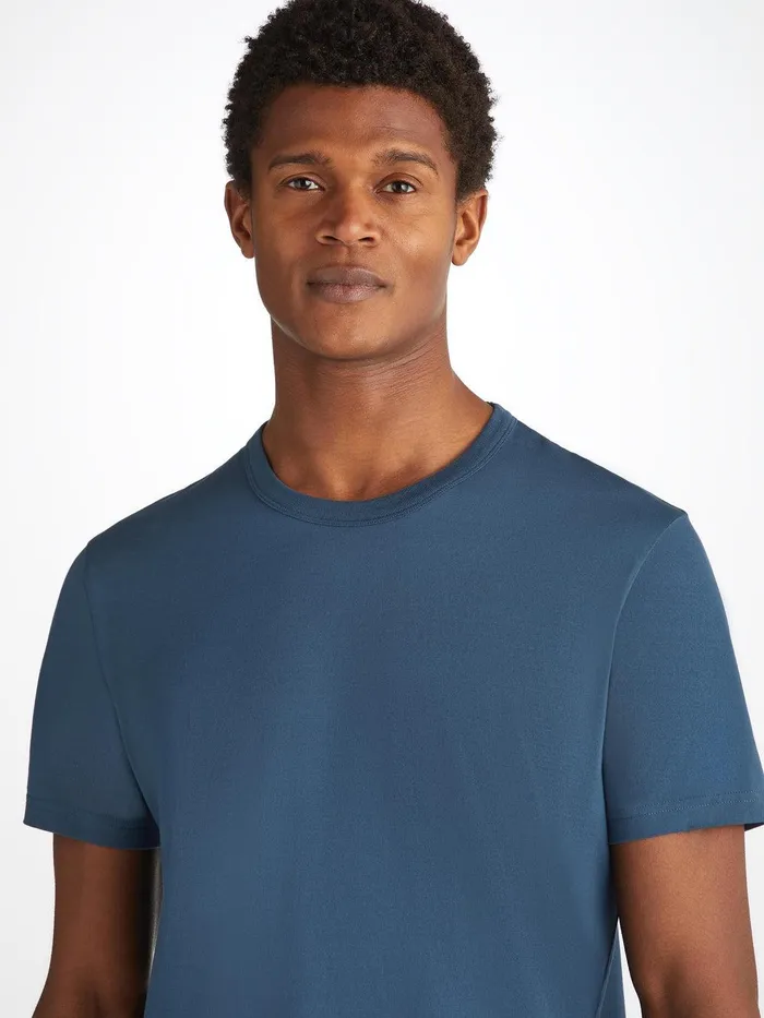 Derek Rose TShirt Barny Pima Cotton Denim Men Short Sleeve TShirts