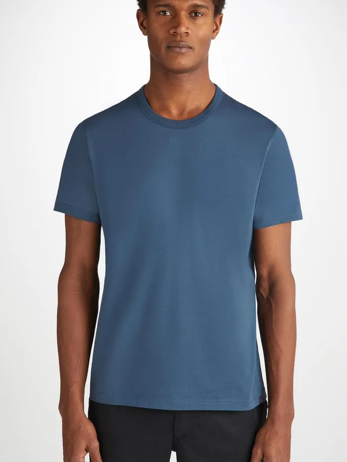Derek Rose TShirt Barny Pima Cotton Denim Men Short Sleeve TShirts