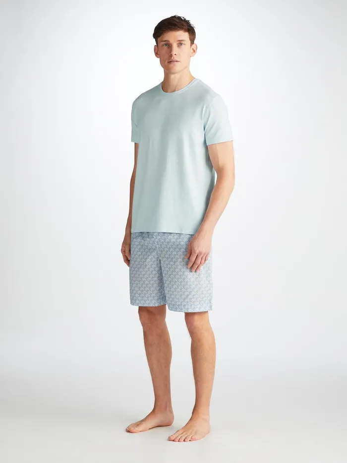 Derek Rose TShirt Basel Micro Modal Stretch Ice Blue Men Short Sleeve TShirts